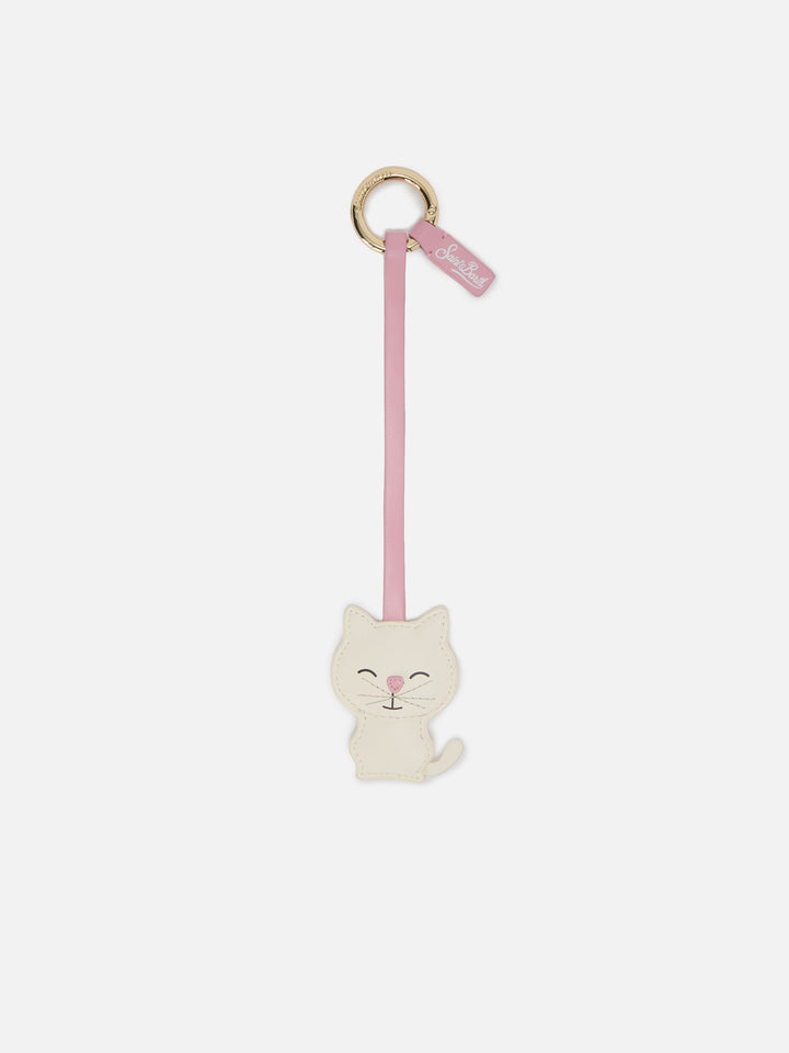 Bag Charm gatto in pelle bianca