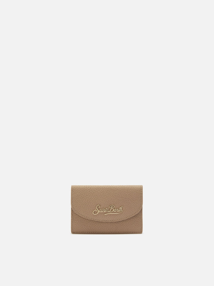 Portacarte Card Holder in pelle martellata nocciola