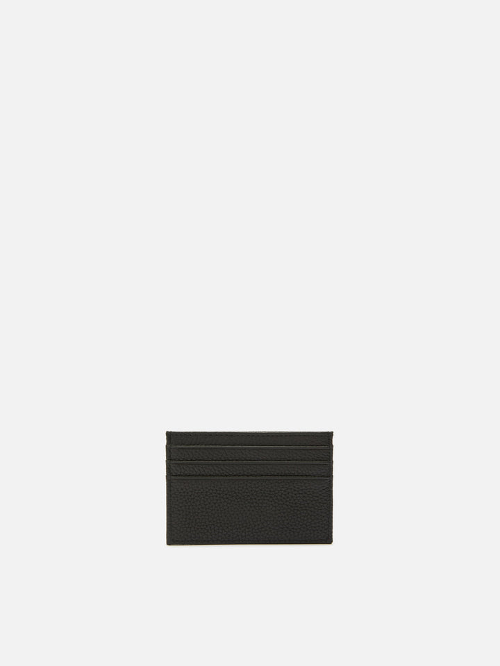 Portacarte Card Holder in pelle martellata nera