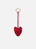 Charm da borsa a forma di cuore in rafia