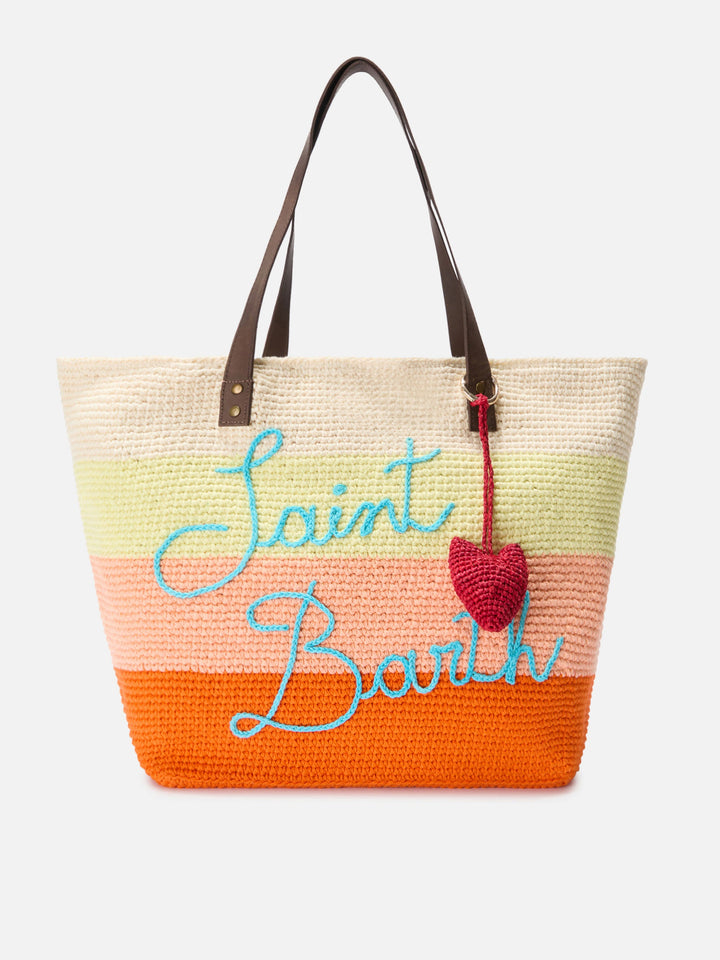 Charm da borsa a forma di cuore in rafia