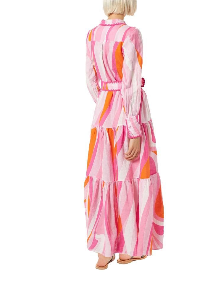 Abito a onde multicolore con ricami